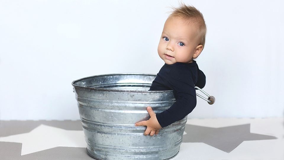 Baby in the bucket 